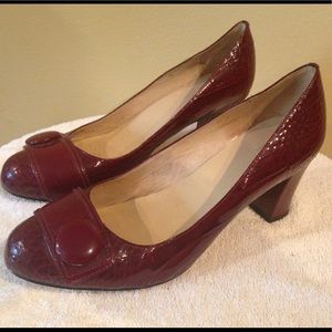 Kate Spade Red Patent Leather Button Heels Sz 8.5